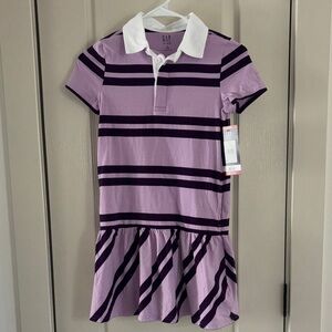 GAP Girls Lilac and Dark Purple Striped  Dress (7/8) NWT